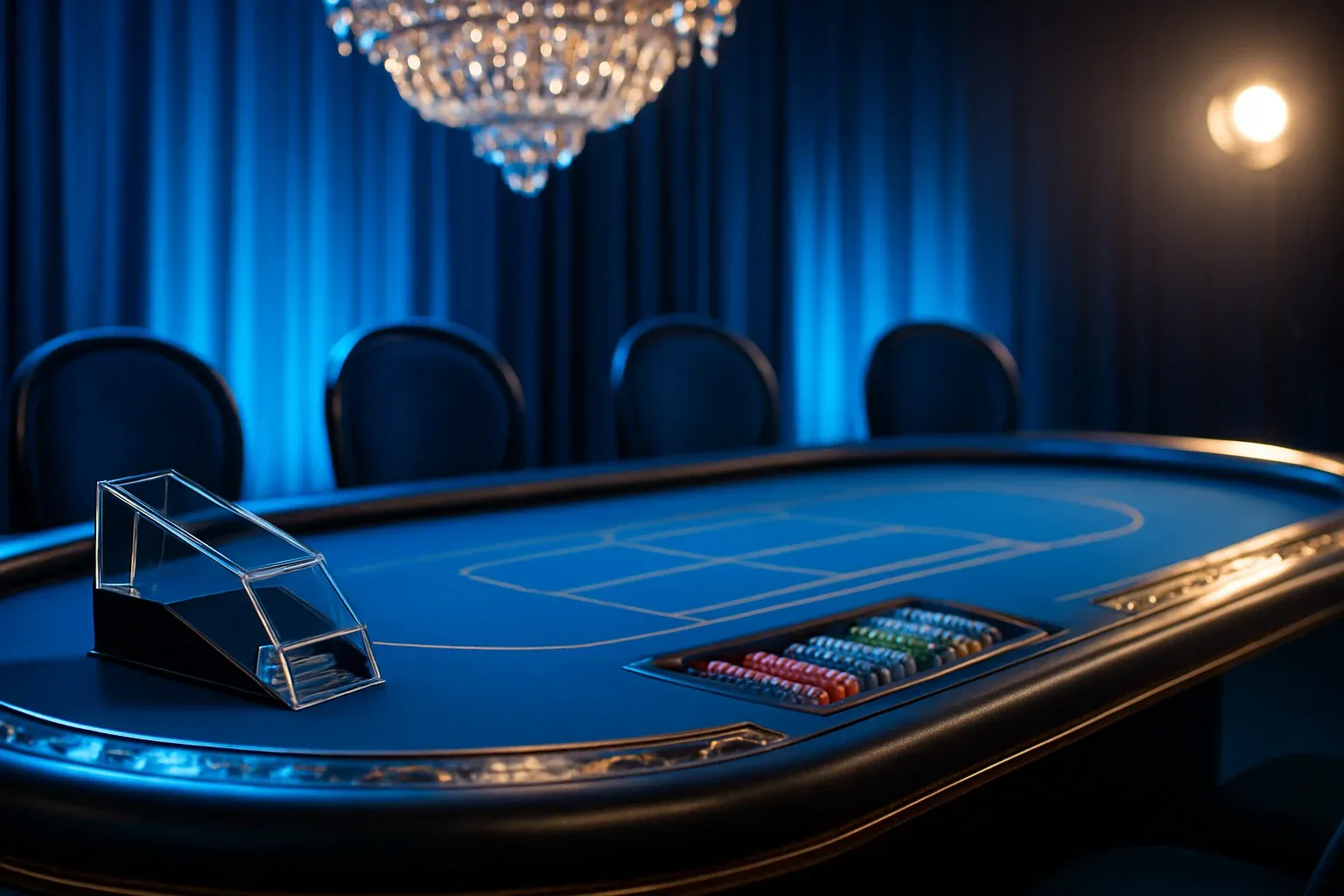 Hyperrealistic wide shot of premium live baccarat studio in the Philippines